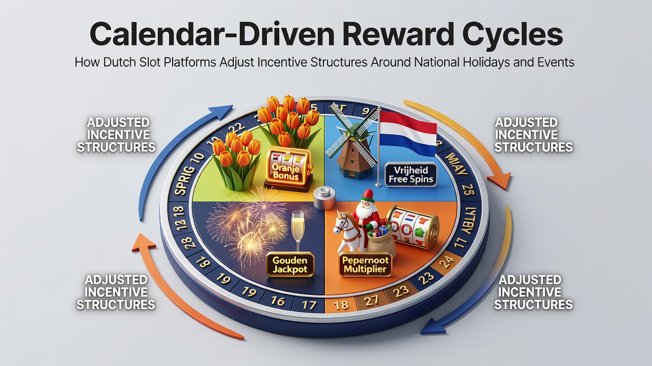 Overzicht van Nederlandse gokkastenplatforms met kalendericonen en bonusaanpassingen rond feestdagen