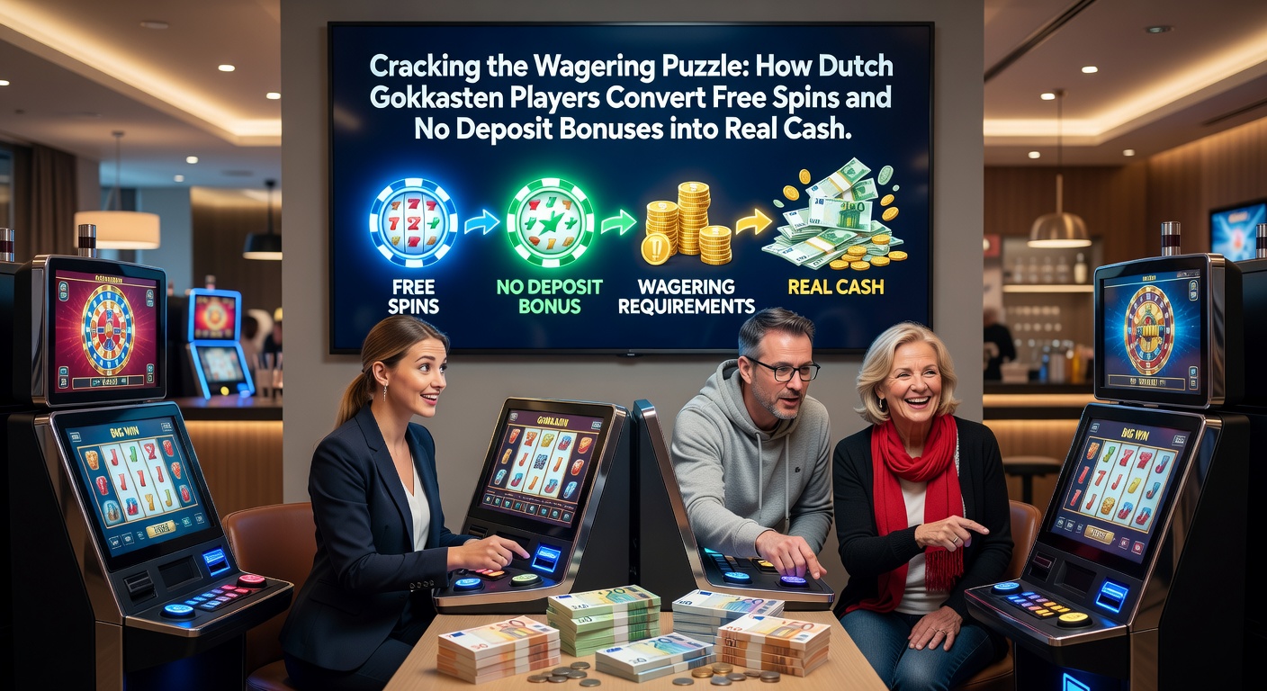 Nederlandse speler aan een gokkast met free spins in actie, symboliserend de transitie van bonus naar echt geld