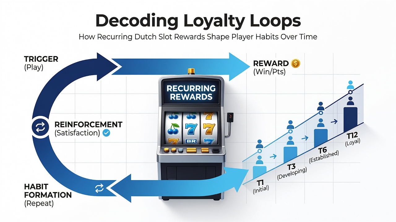 Illustratie van loyalty loops in Nederlandse gokkasten met terugkerende beloningen en spelergewoonten