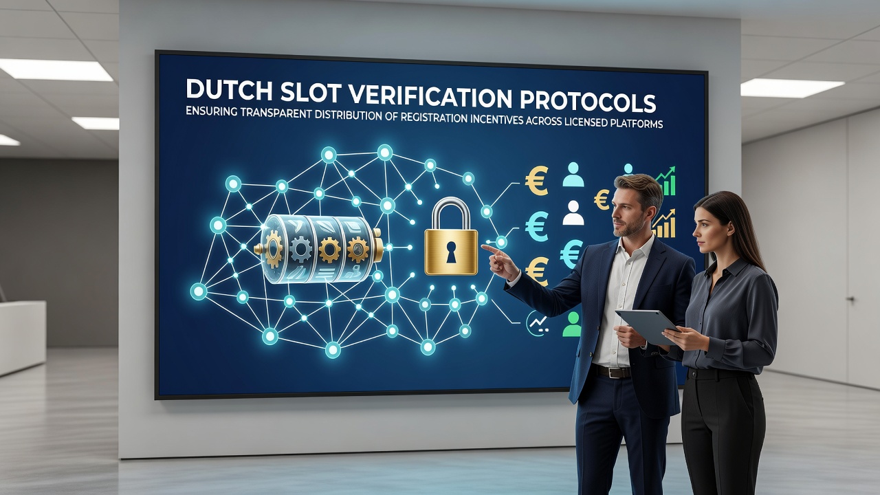 Illustratie van verificatieprotocollen voor Nederlandse gokkastenplatforms met focus op transparante distributie van registratie-incentives