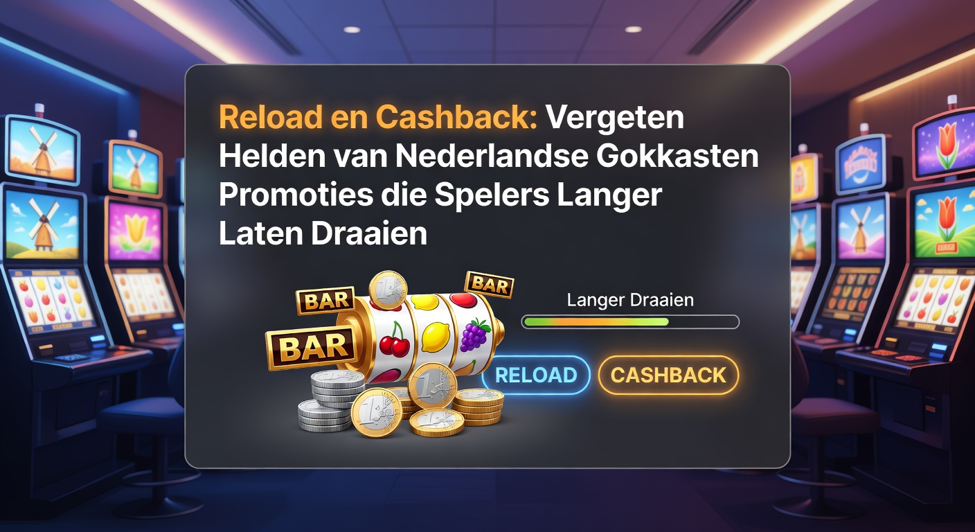 Grafische weergave van een reload bonus die een speler extra muntjes geeft bij een deposit, met Nederlandse vlag en draaiende gokkast rollen