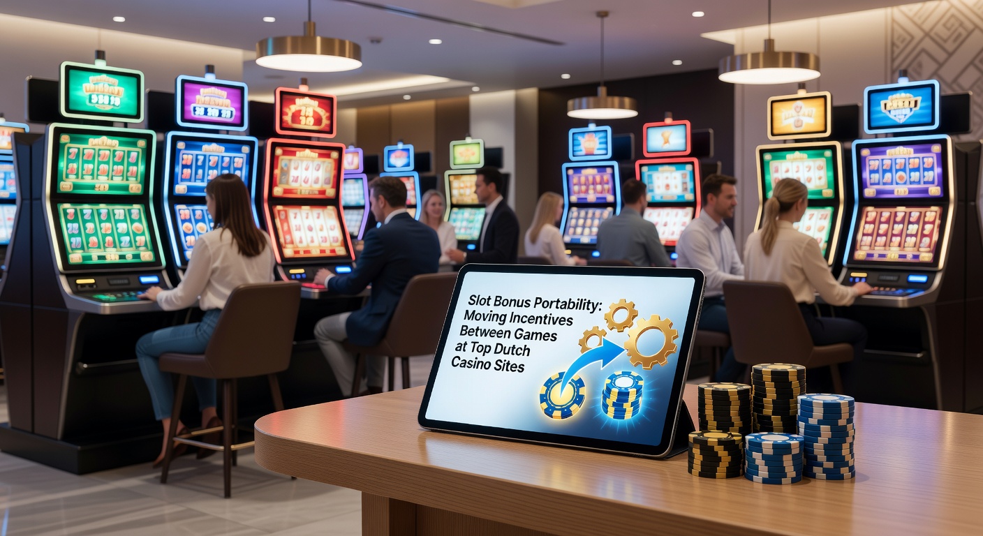 Voorbeeld van een gebruikersinterface waarbij bonussen tussen slotspellen worden verplaatst op een Nederlands casino platform