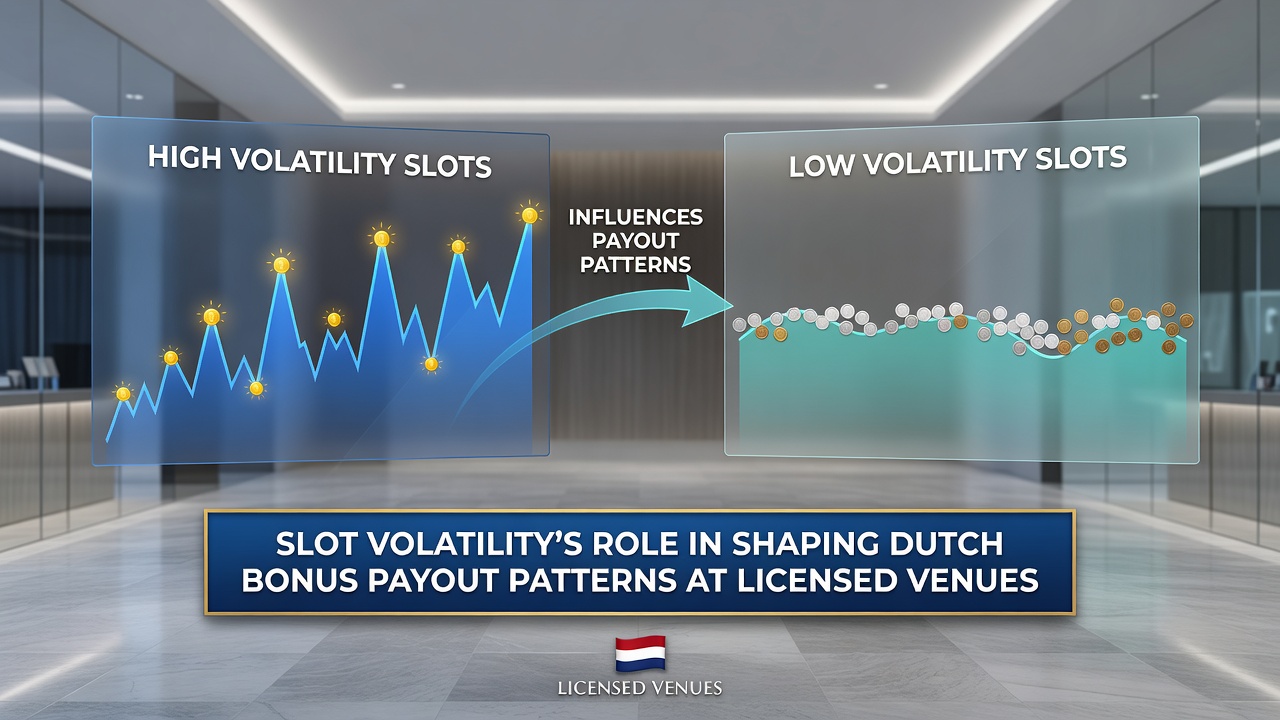 Diagram dat slotvolatiliteit en bonusuitbetalingspatronen in Nederlandse casinos illustreert