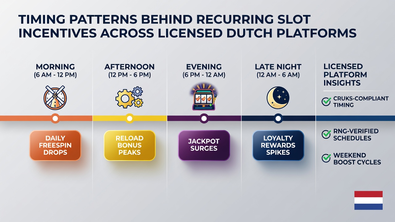 Grafiek die dagelijkse en wekelijkse patronen in slotbonussen op Nederlandse platforms illustreert