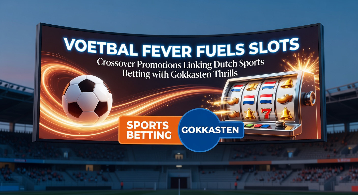 Voetbalstadion vol fans met gokkasten-schermen op de achtergrond, symboliserend de crossover tussen sportweddenschappen en slots